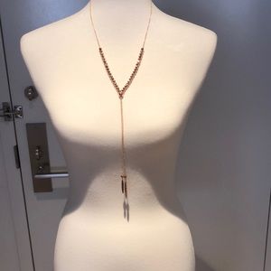 Multi-way adjustable rose gold lariat necklace